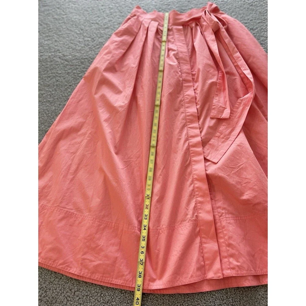 H & M Skirt Midi Women Coral Pleated Classic Cotton Preppy Fit Flare Sz 6 NWT